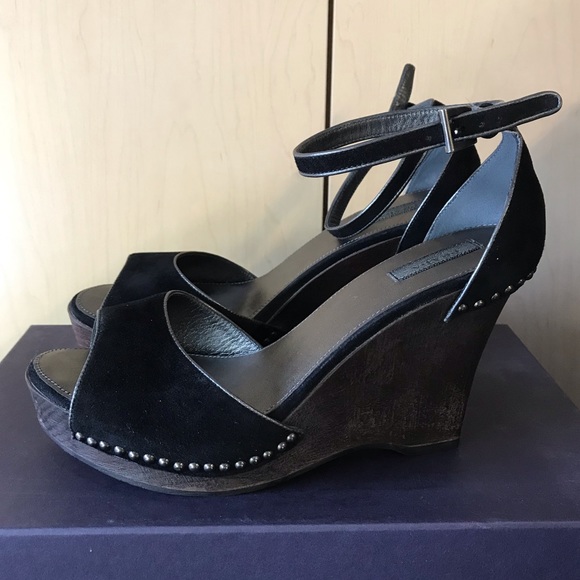 Prada Shoes - Black strap Prada wedges